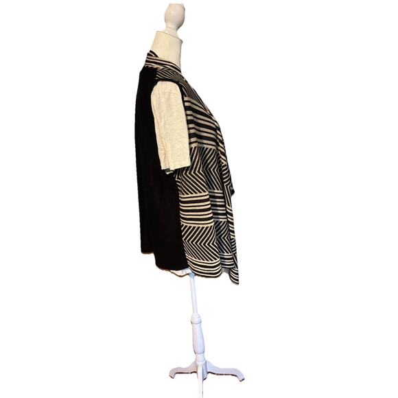 Spence Knits XL Drape Front Open Sweater Vest XL Black & Beige - Picture 4 of 4
